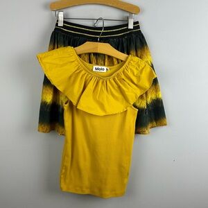 Molo Girls Organic Cotton Ruffle Top & Skirt Set – Size 11/12